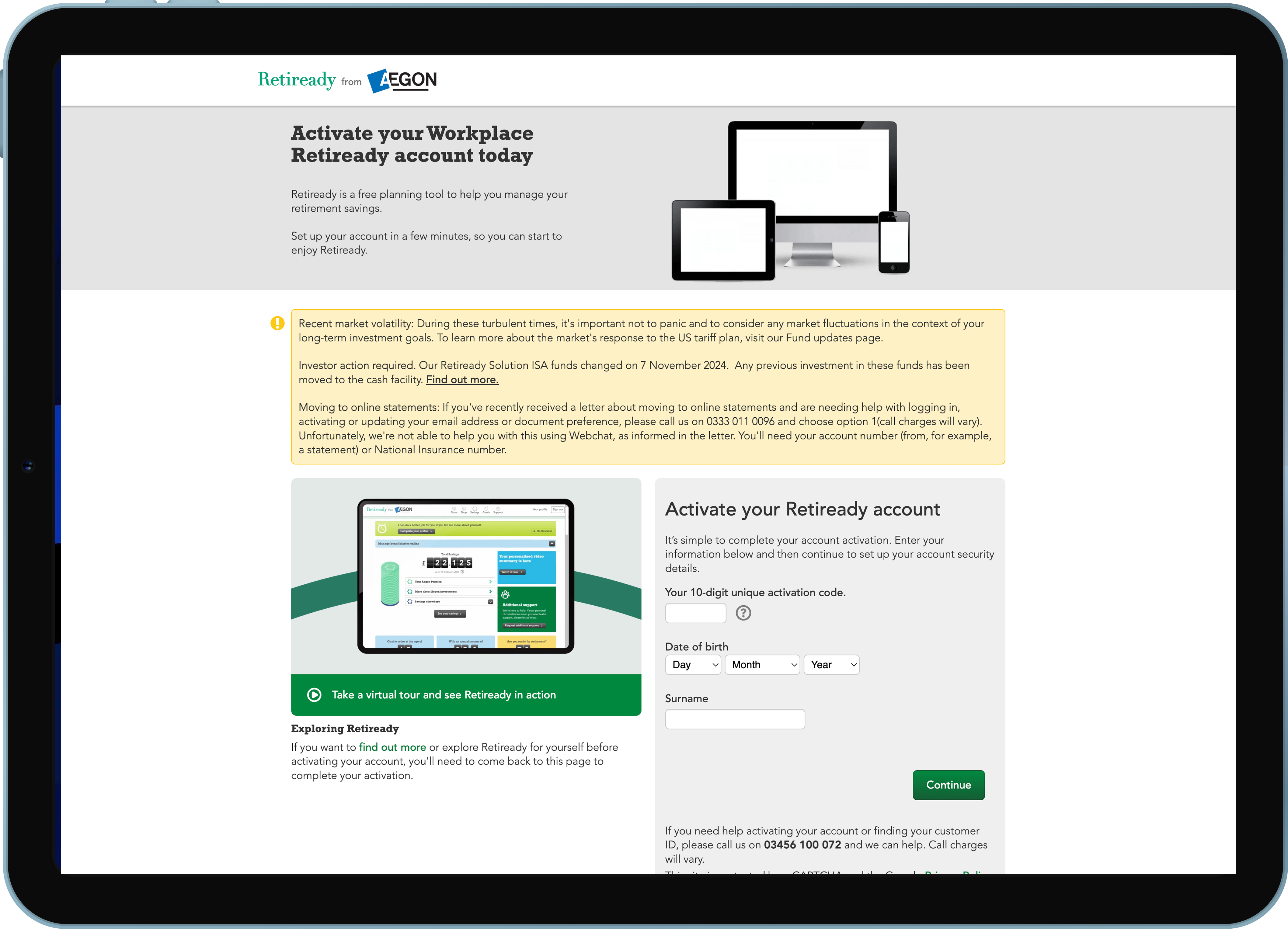 activation page